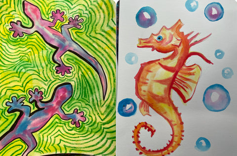 Kids Gecko and seahorse paintings-Saturday 11th May 9:30am
