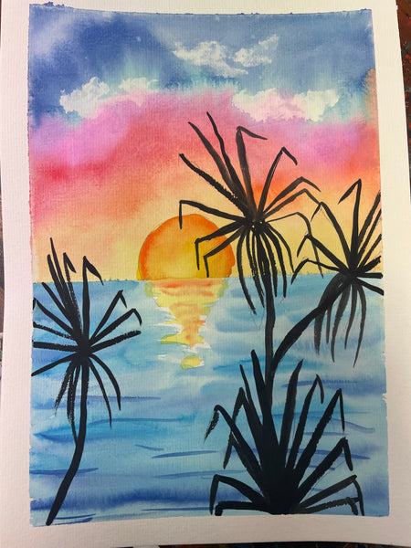 Kids Watercolour Sunsets- 20th January