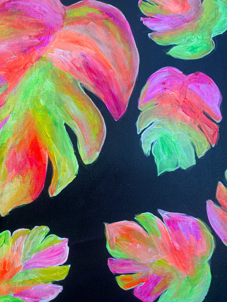 Fluro Monstera Leaves Friday  Morning workshop: 10th July