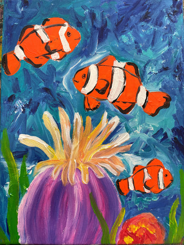 Kids Clown Fish on Canvas Workshop Saturday 6th December Morning workshop