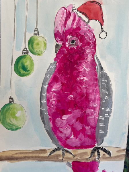 Kid’s Christmas Galah painting Thursday Afternoon Workshop 19th December 1pm- 3pm