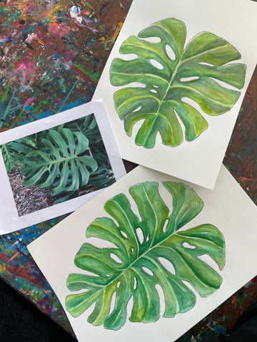 Watercolour Monstera Leaf painting Adults Afternoon Workshop- Saturday 16th August